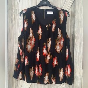 Calvin Klein Pleated Floral Sleeveless Top XL